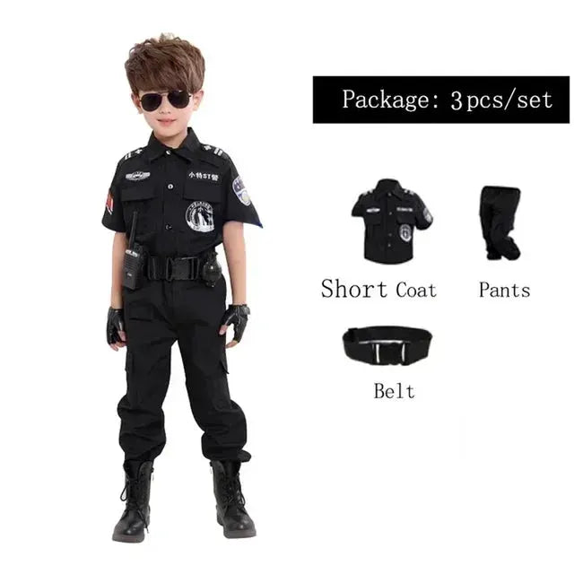 2025 Halloween Kinderen Politieagent Cosplay Kostuums Kids Kerstfeest Carnaval Politie Uniform Halloween Jongens Leger Kleding - ToylandEU