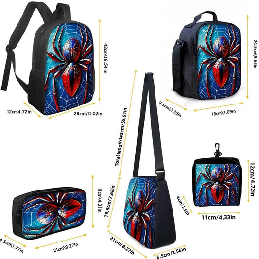 Backpack Set | Spider Print Design | Polyester Softback | 1pc-5pc