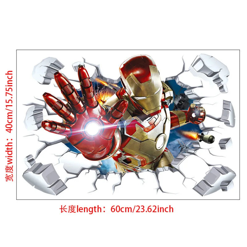 3D Wall Sticker | Avengers Theme | 60x40 cm | Hulk Iron Man Captain America Thor
