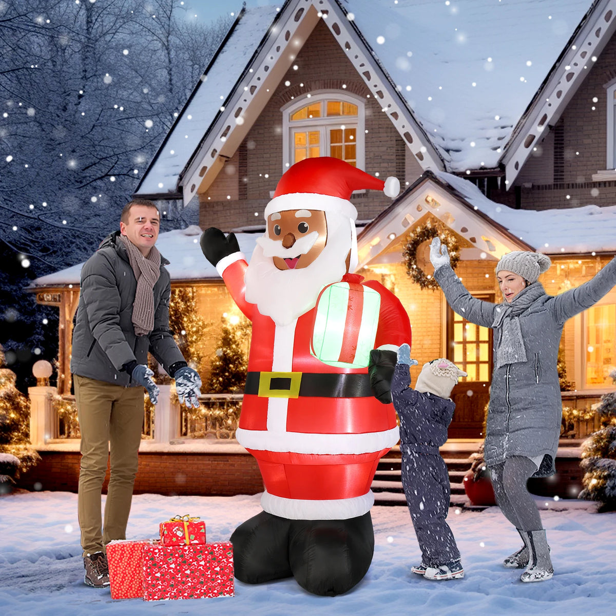 Christmas Inflatable | 7 Ft | Led Lights | Santa Yard Decor