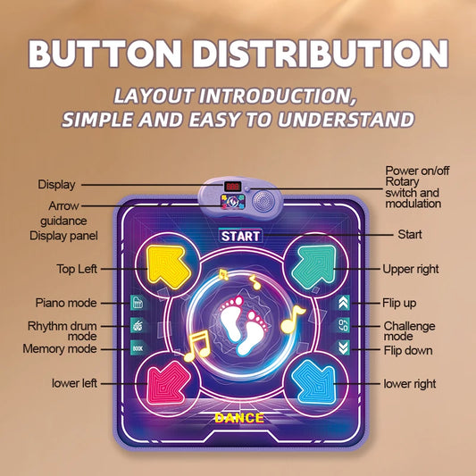 Kids Dance Mat With Bluetooth Lights Educational Toy