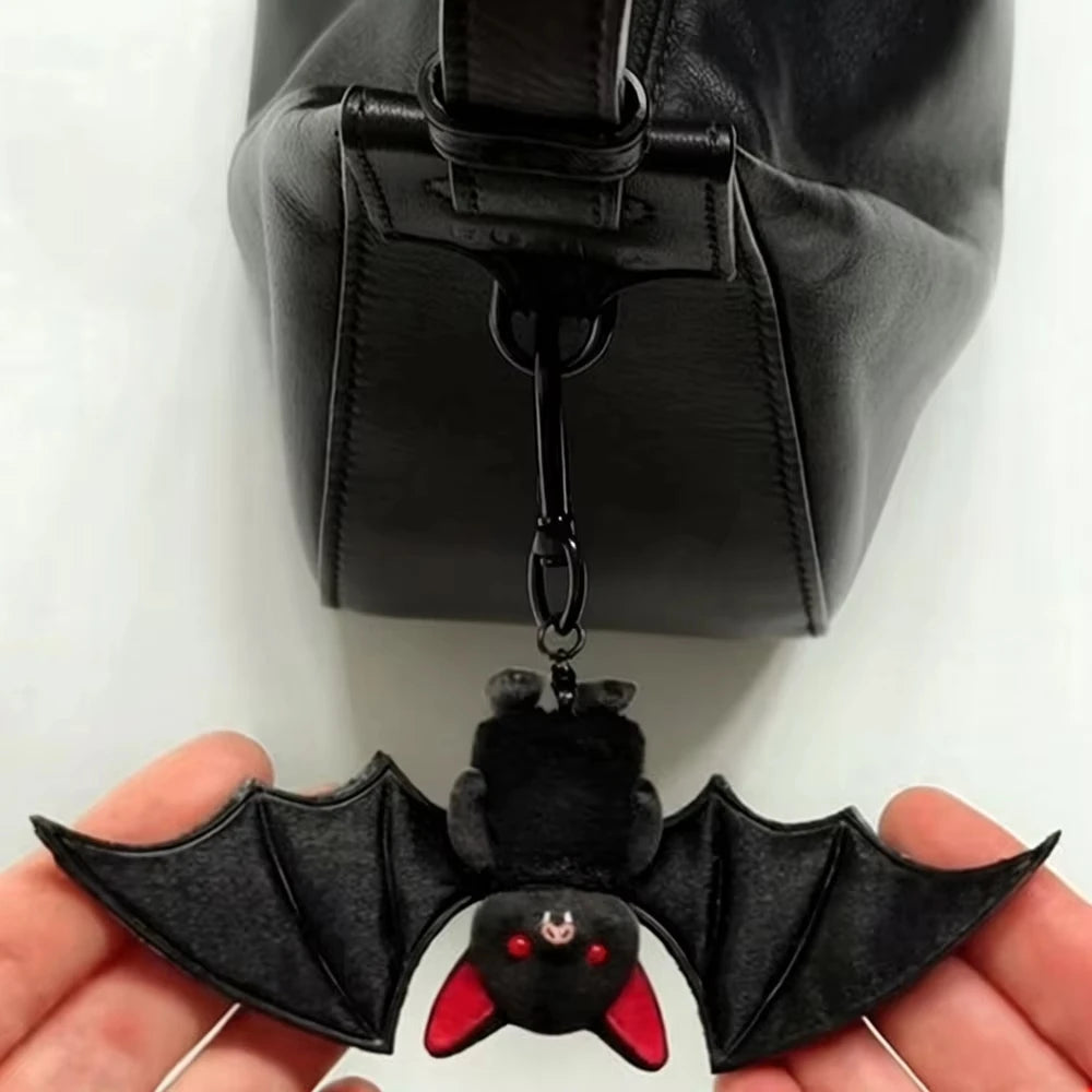 Plush Bat Keychain | Soft Transformable Build | Black Gothic Style For Bags