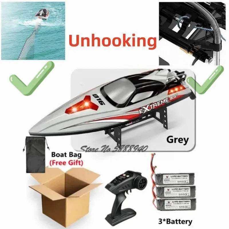 RC High-Speed 70KM/H Remote Control Racing Boat with 200M Range and Capsize Recovery – Waterproof RC Toy for Ages 14+ - ToylandEU