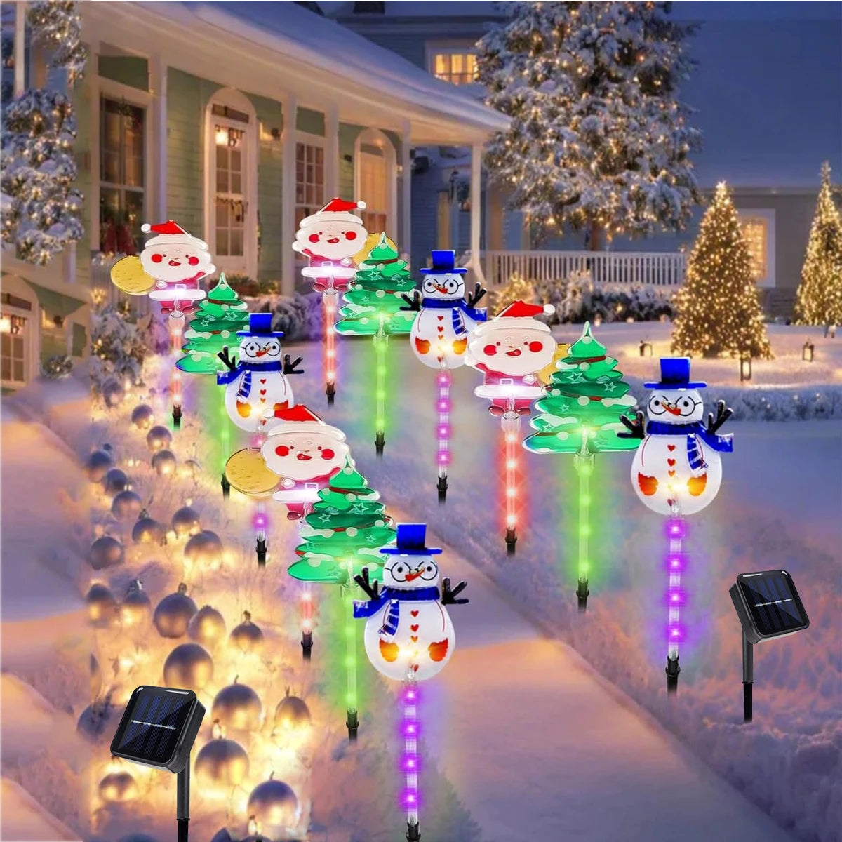 Solar Christmas Lawn Lights | 6 In 1 Set | Santa, Tree And Elk Decor