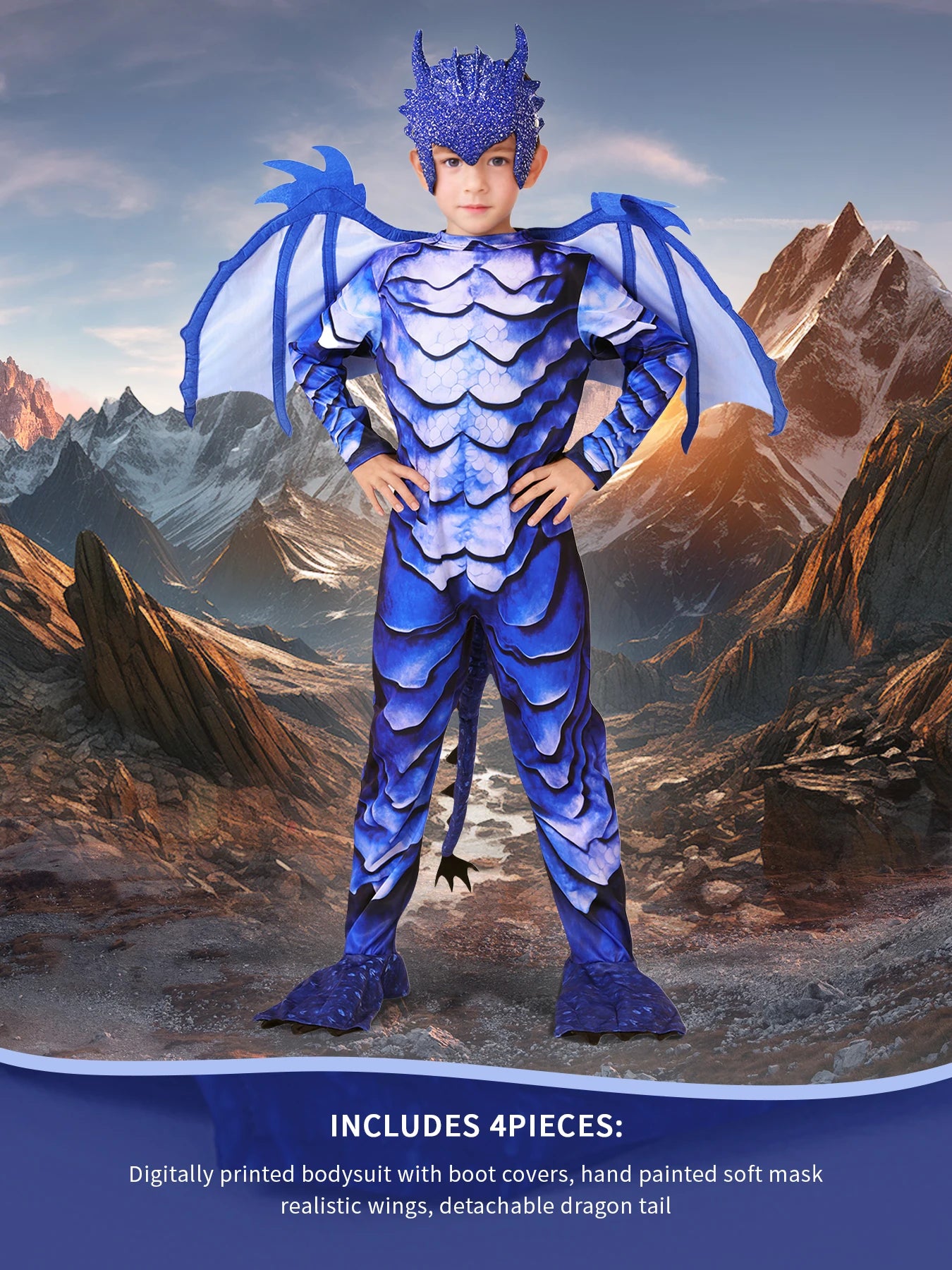 Dragon Knight Jumpsuit | Frost Blue | Kids Unisex Polyester | MU52660