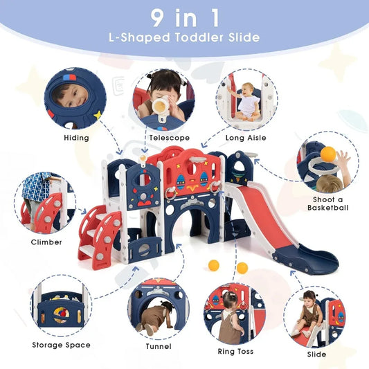 Castle Playset 9 In 1 Indoor Outdoor Playground With Slide