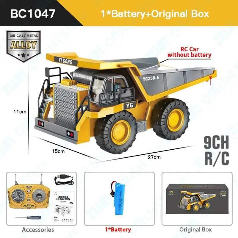 ZWN 2.4G Remote Control Excavator Dump Truck Toy for Kids - ToylandEU