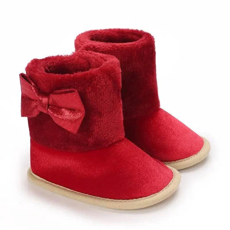 Cotton Baby Girl Bow Boots - Soft and Fluffy Winter Preschool Footwear (0-18 Months) - ToylandEU