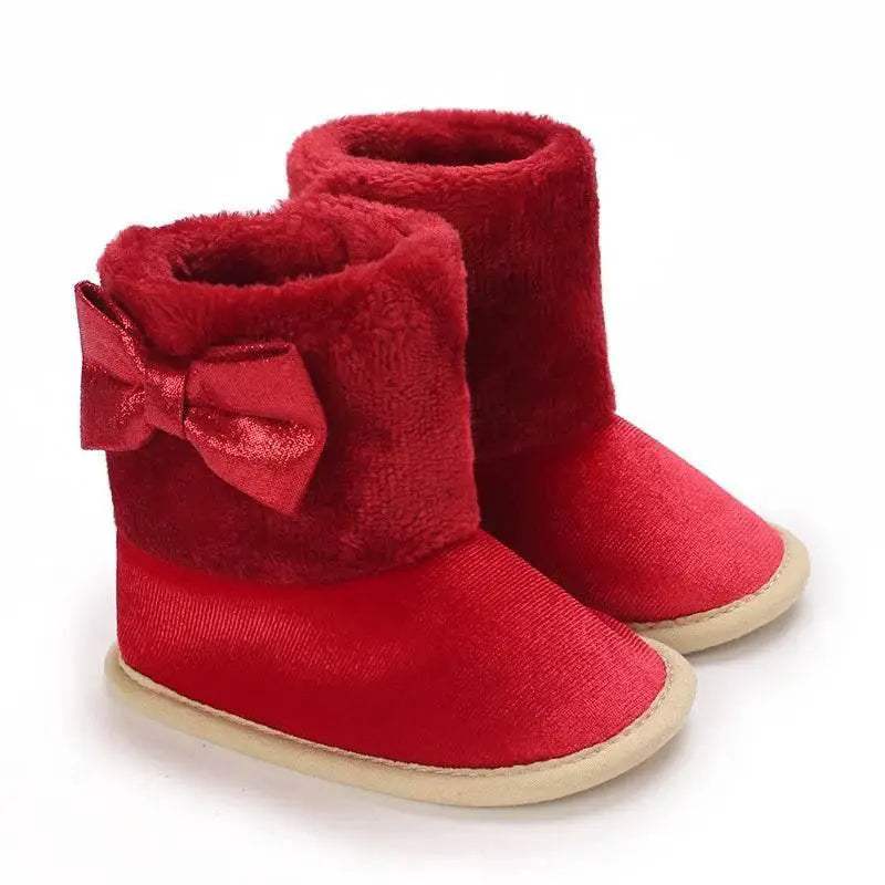 Cotton Baby Girl Bow Boots - Soft and Fluffy Winter Preschool Footwear (0-18 Months) - ToylandEU