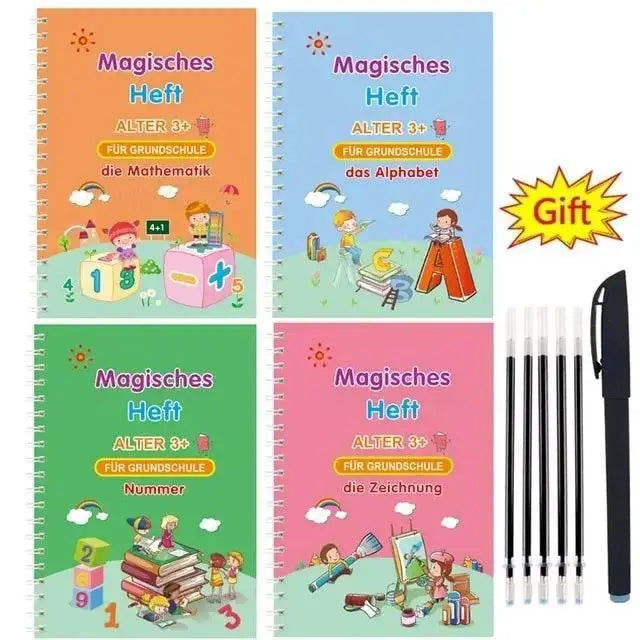 Magic Writing Book in Portuguese Calligraphy Notebook for Kids Reusable Educational Montessori Letter Practice Toy - ToylandEU