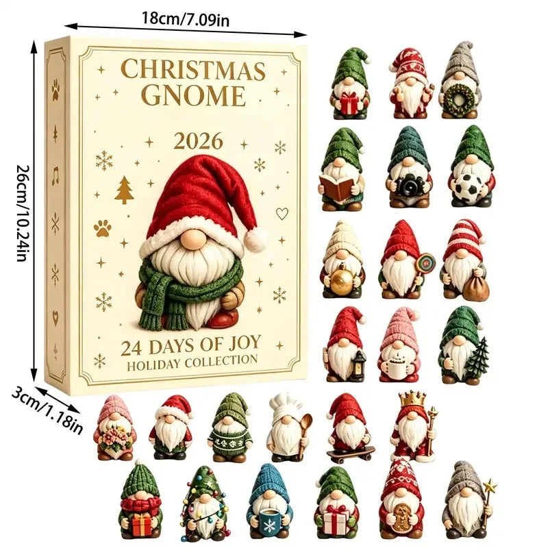 Advent Calendar | 2026 Gnome Figurines | 24 Day 2D Cute Countdown | Holiday Surprise Gift For Adults