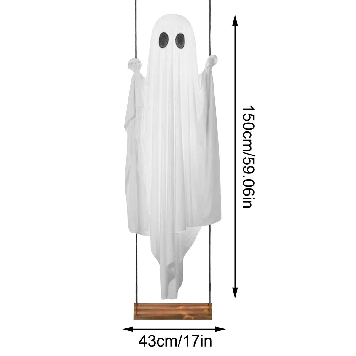 Hanging Ghost Ornament | String Lighted | Silk Material | Halloween Porch