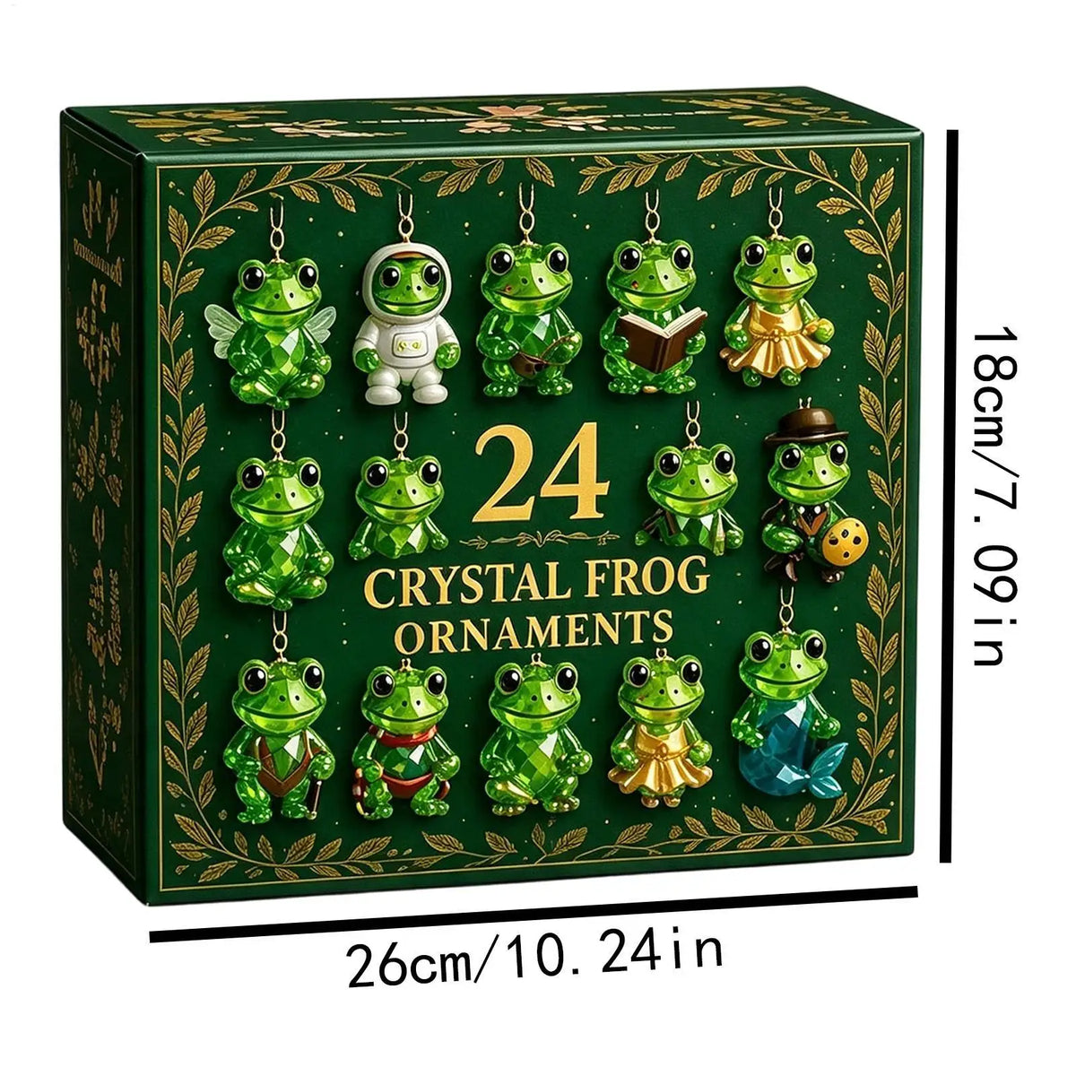 Advent Calendar | 24 Day Mini Crystal Frog Ornaments | Christmas Countdown | Gift For Animal Lovers
