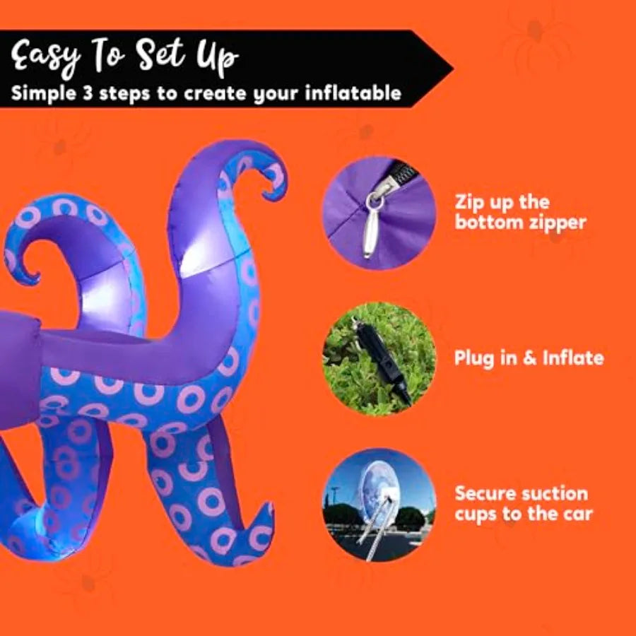 Inflatable Octopus Tentacle Decoration | LED Lights | Black | Trunk or Treat