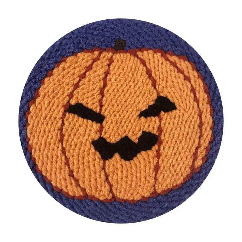 Cartoon Halloween Pumpkin Needle Punch Embroidery Kit for Beginners - Spooky Home Decor Craft Set - ToylandEU