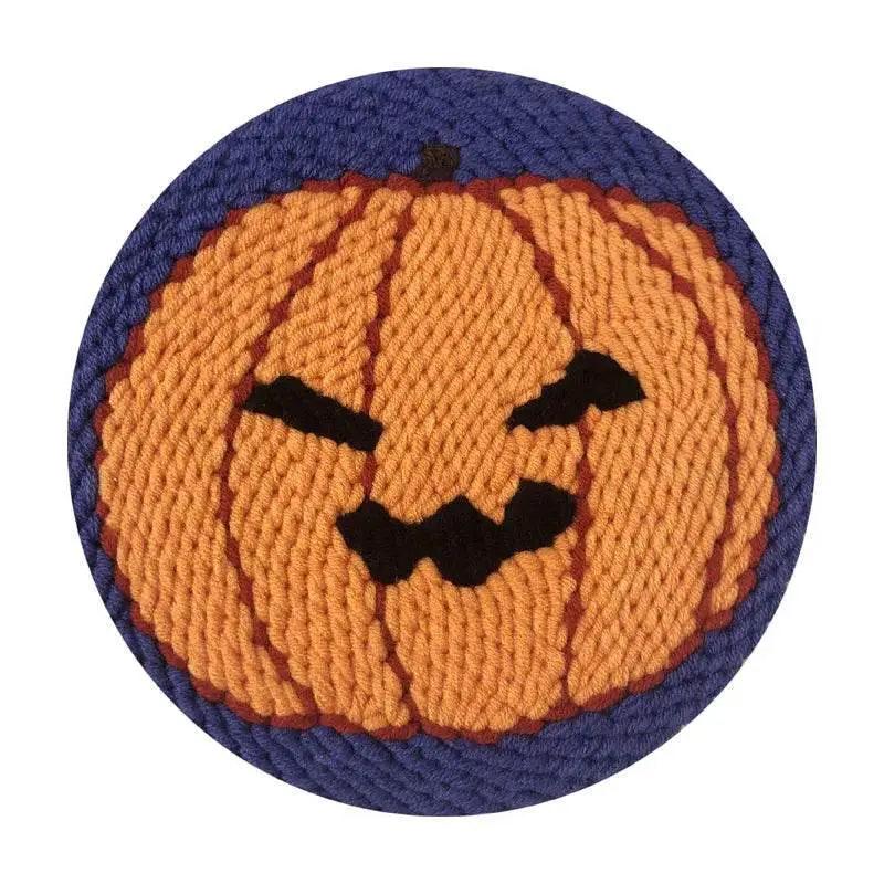 Cartoon Halloween Pumpkin Needle Punch Embroidery Kit for Beginners - Spooky Home Decor Craft Set - ToylandEU
