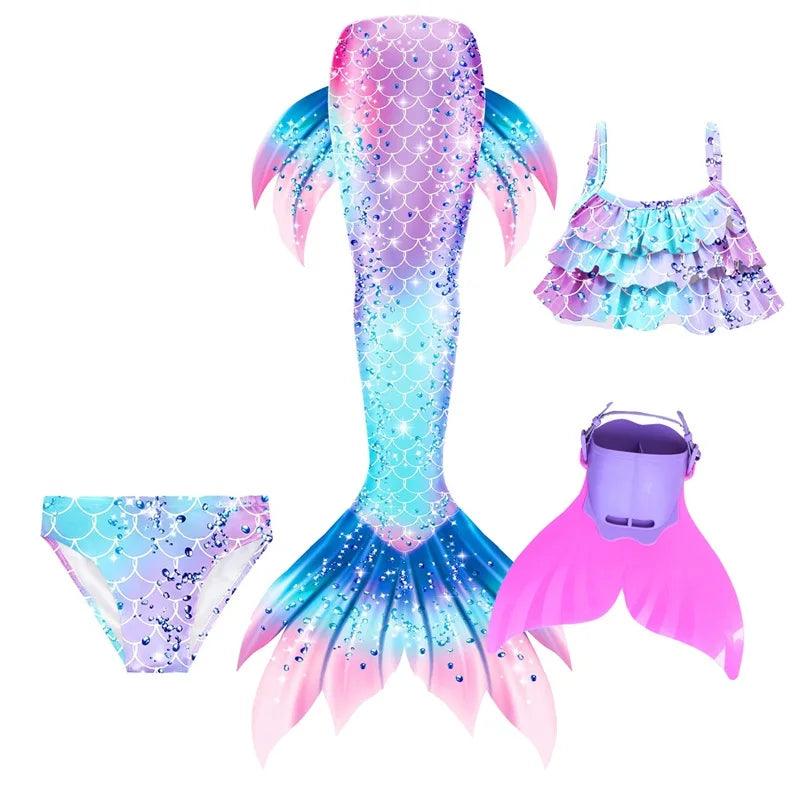 Mermaid Costume | Mermaid Tail Swimsuit Set | Monofin Optional
