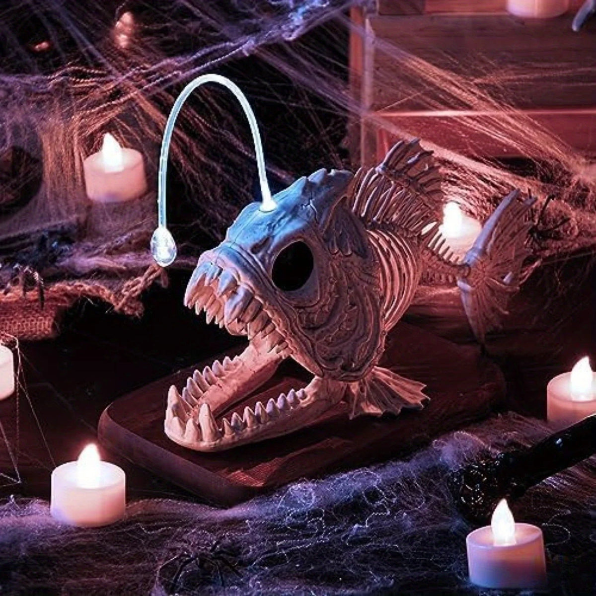 Halloween Skeleton Fish | Led Eyes | Weather Resistant | 10 Inch