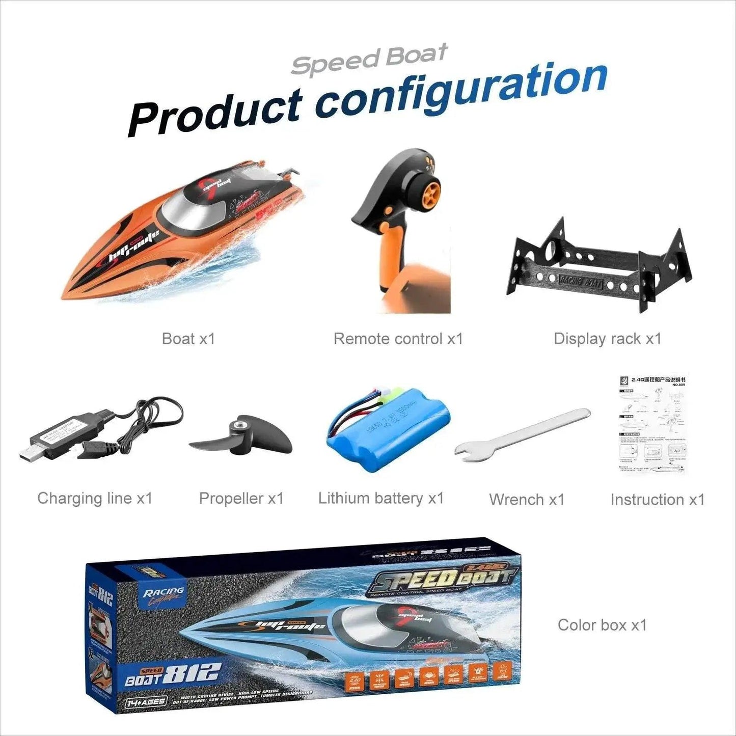 RC High-Speed 40 Km/h RC Boat with Dual Motors - Waterproof Remote Control Speedboat for Ages 14+ - ToylandEU
