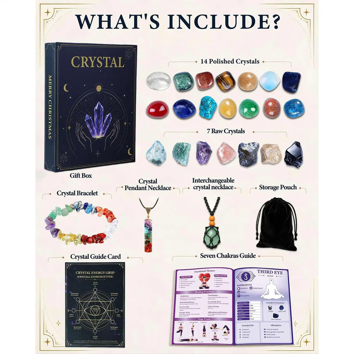 Advent Calendar | 24 Day Crystal Mineral Collection | Guide Card Included | Gift For Women And Girls