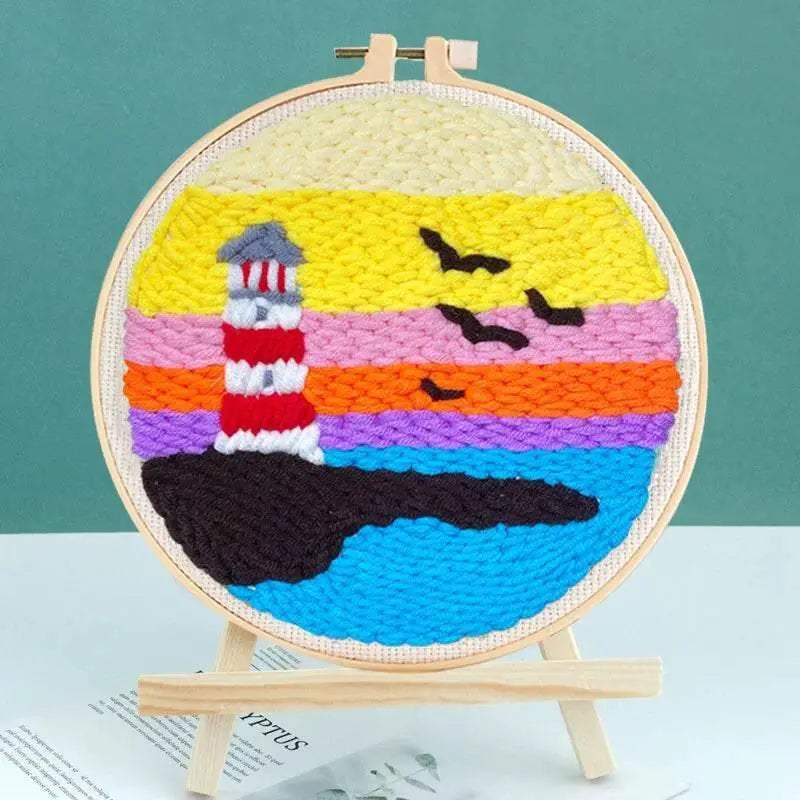 Beginner-Friendly Scenic Punch Needle Embroidery Kit - Creative Cross Stitch Sewing Set for Adults - ToylandEU