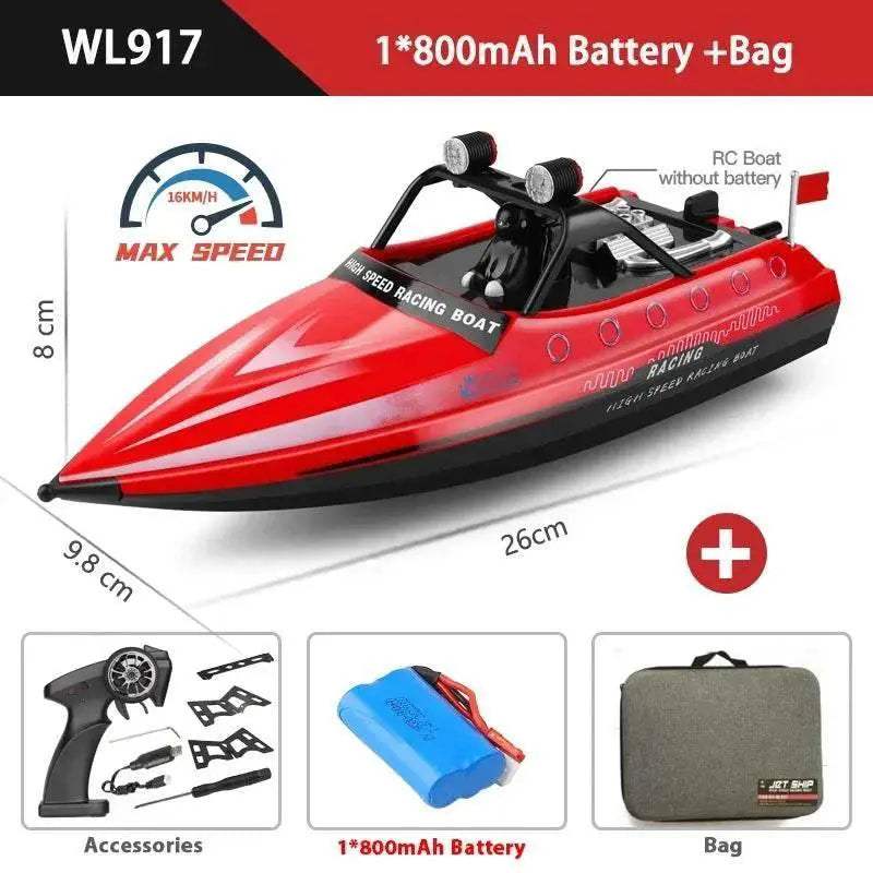 RC WL917 High-Speed RC Boat - 2.4G Electric Waterproof Remote Control Speedboat for Boys - ToylandEU