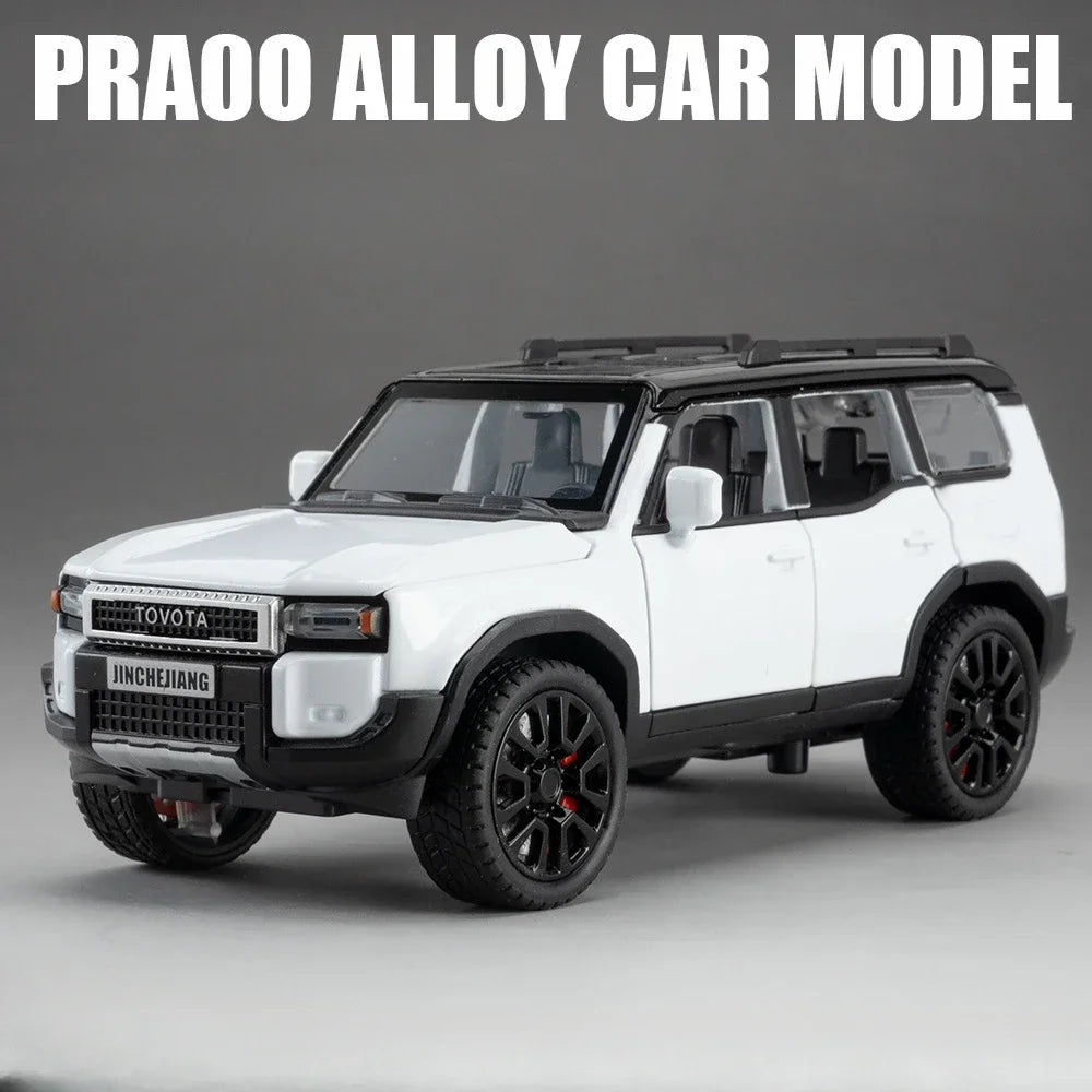 Car Toy | 1:32 Scale Diecast | Pull Back Sound And Light | Toyota Prado For Kids
