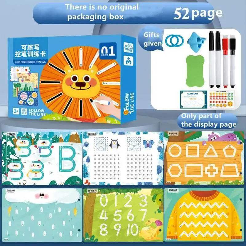 Children Drawing Toy Pen Control Training Color Shape Math Match Game Set Toddler Learning Montessori Educational Activity - ToylandEU
