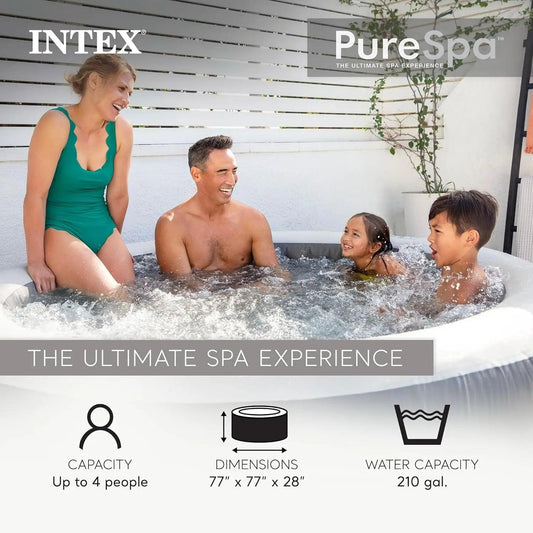 Portable Inflatable Bubble Hot Tub | 4-Person | Round | Greywood