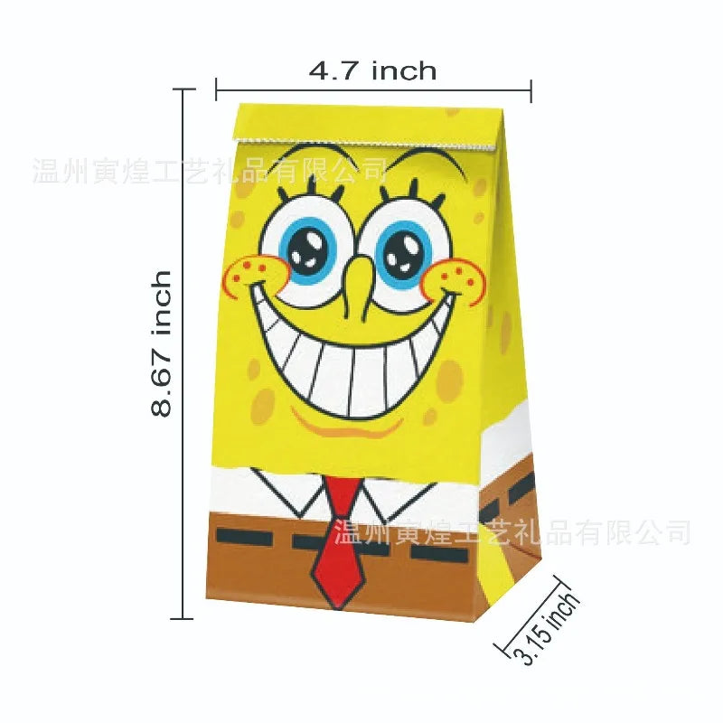 Spongebob Party Bags | Paper Treat Design | Carry Handle | Kids Birthday