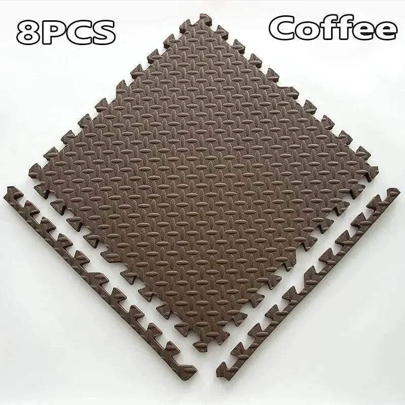 16-Piece 30x30cm EVA Leaf Grain Floor Mats for Sports Gym Protection Non-Slip Yoga Fitness Splicing Rugs Thickened Shock Absorption Workout Flooring - ToylandEU
