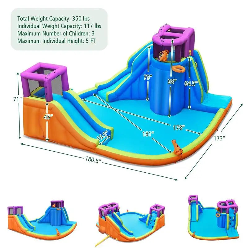 Six-In-One Inflatable Dual Water Slide Bounce House Backyard Fun