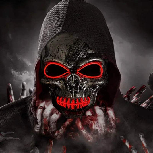Evil Skull Mask Halloween Carnival Masquerade Haunted House Scary Decoration Cosplay Skeleton Scary Theme Party Light Up Mask - ToylandEU