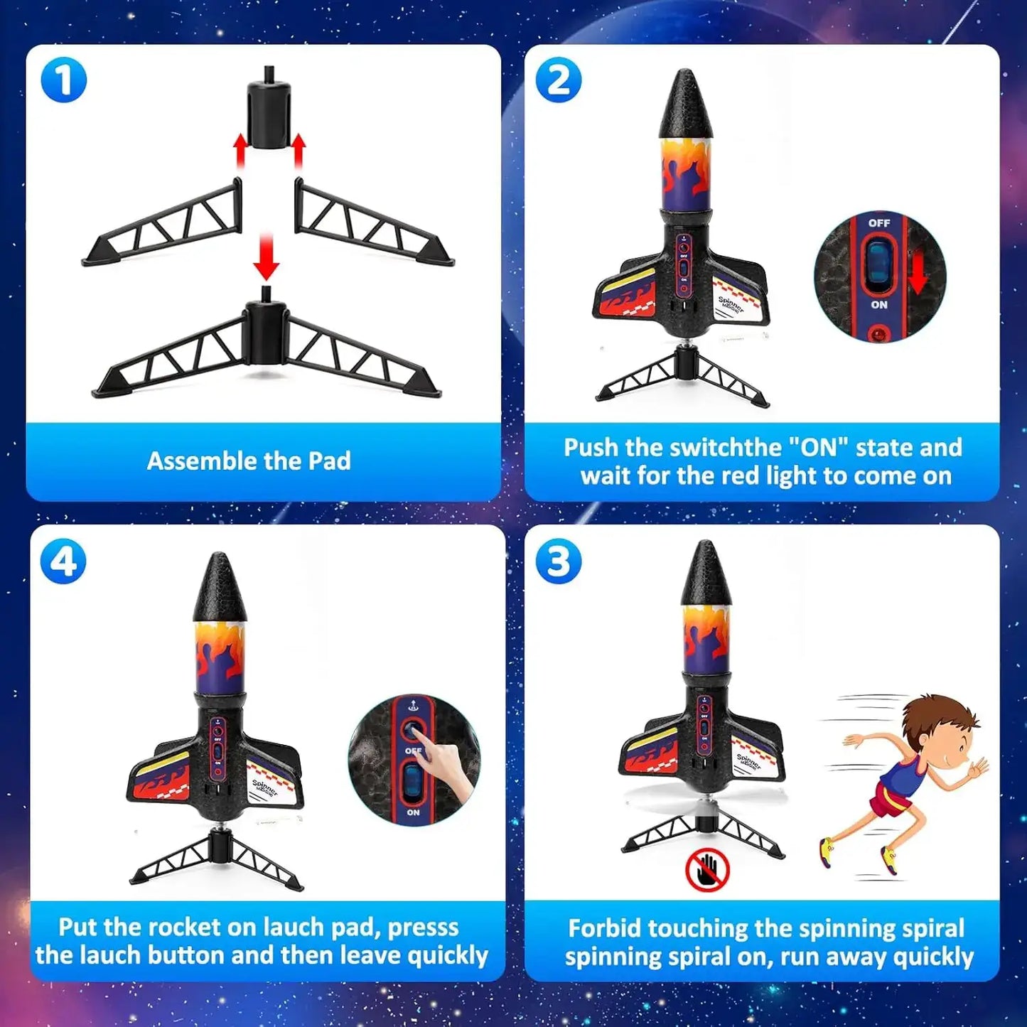 Kid Electric Rocket Launcher Toys Outdoor Model Rocket Kit Exploration Skyrocket With Parachute Game for Boy Girl - ToylandEU