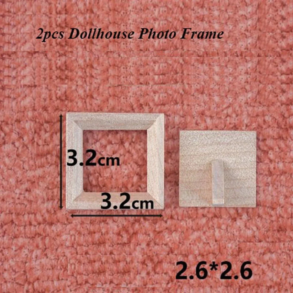 Miniature Wood Photo Frame | 1/12 Scale | Dollhouse Display | 2 Piece Set