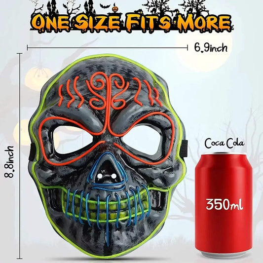2024 Halloween Horror Skull Head Mask Cosplay Scary Skeleton Disguise Mask Light Up Luminous LED Party Mask Glowing - ToylandEU