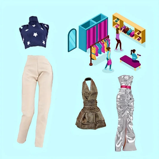 Complete 30cm Doll Clothes Set With Dresses, Tops, Shoes