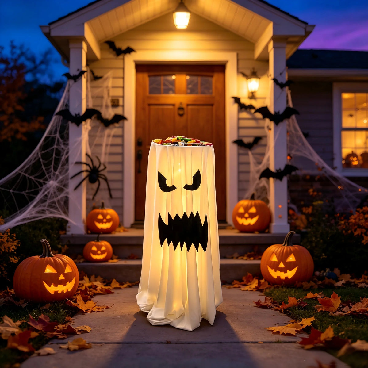 Halloween Ghost Candy Holder | 31.5 Inch Tall | Polyester | Front Porch Decor