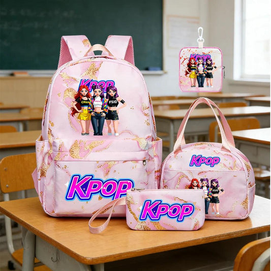 KPOP Backpack Set | KPOP Girl Group Pattern | Polyester Material | 4 Pack