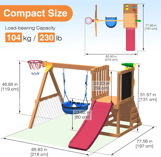 Backyard Toddler Playground Set With Durable Slide And Swing