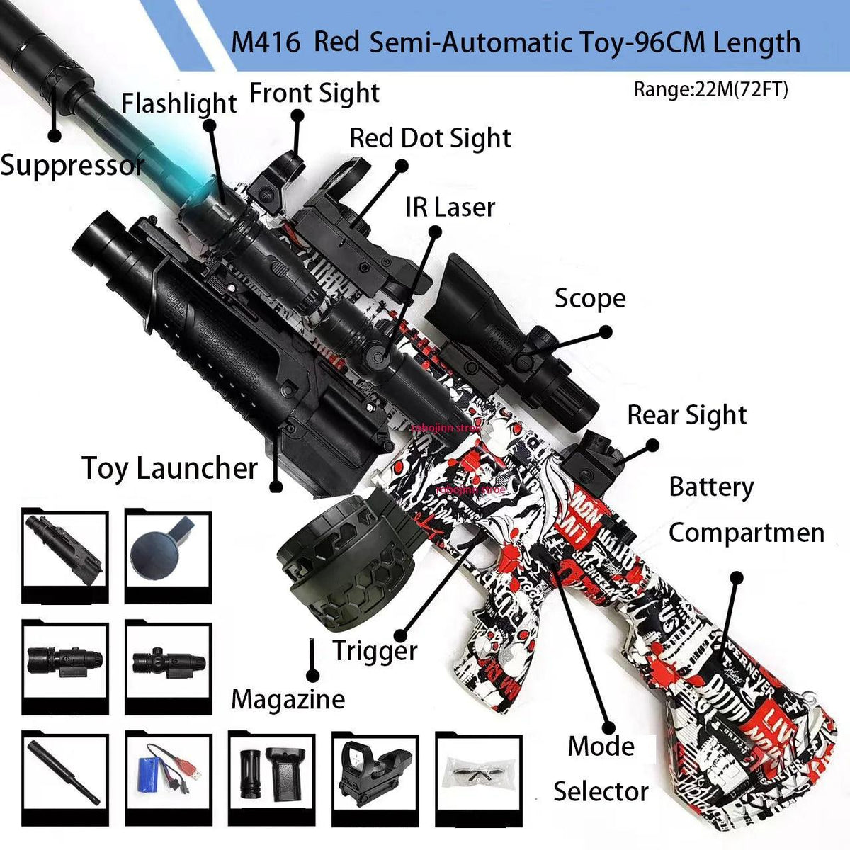 Gel Blaster Rifle | M416 White | Toylandeu™