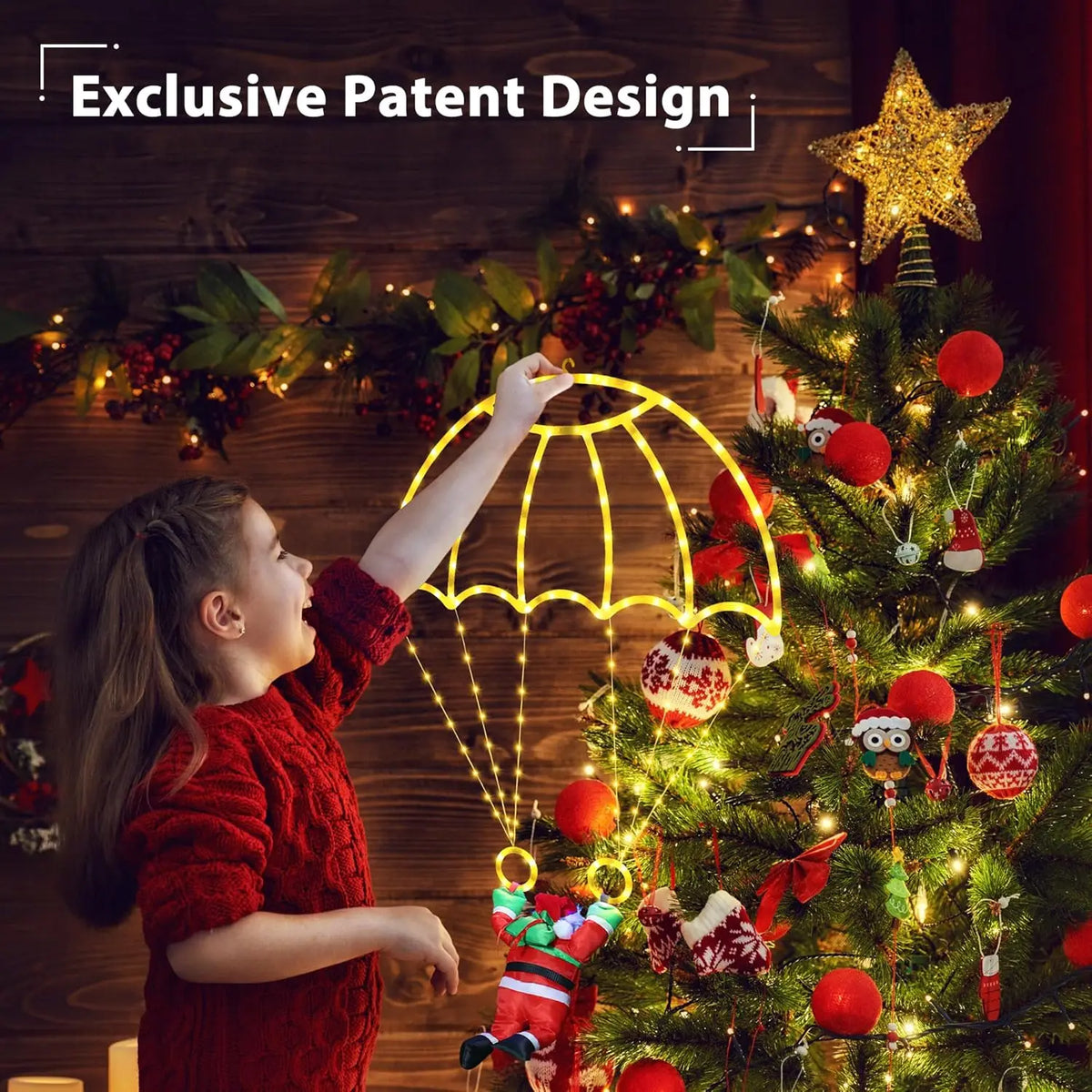 LED Christmas Parachute Lights | USB Powered | 5V Santa Decor