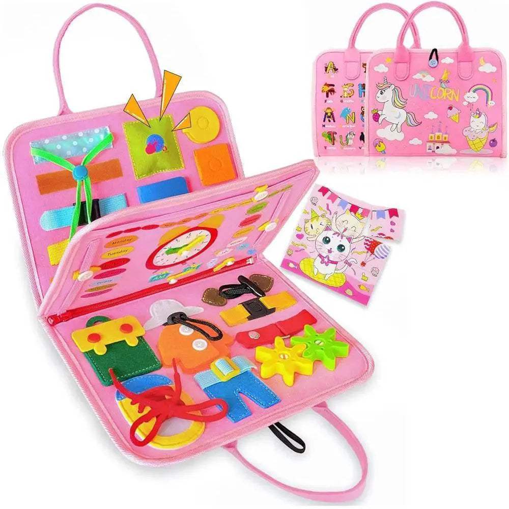 Busy Board Montessori Toys Preschool Educational Learning Activities Sensory Board Fine Motor Skills Toys Travel Kids Busy Book - ToylandEU