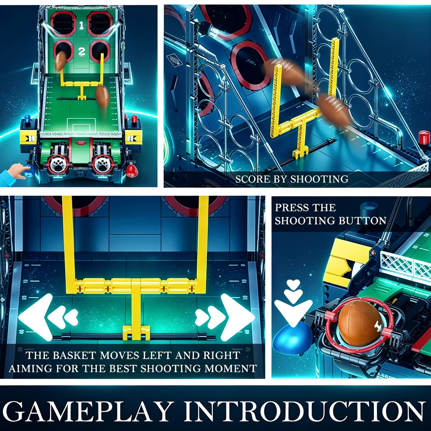 Rugby Building Blocks Set | 2272 Pieces | Music LED Tabletop Ball Game