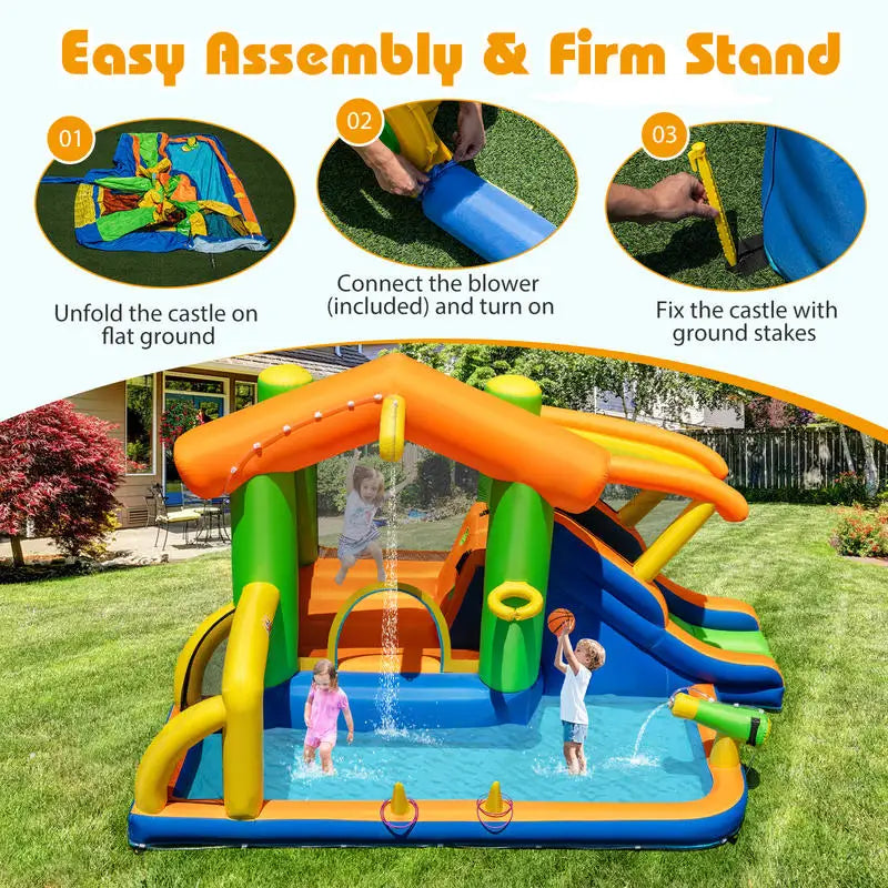 8-In-1 Inflatable Water Park Bounce House Without Blower