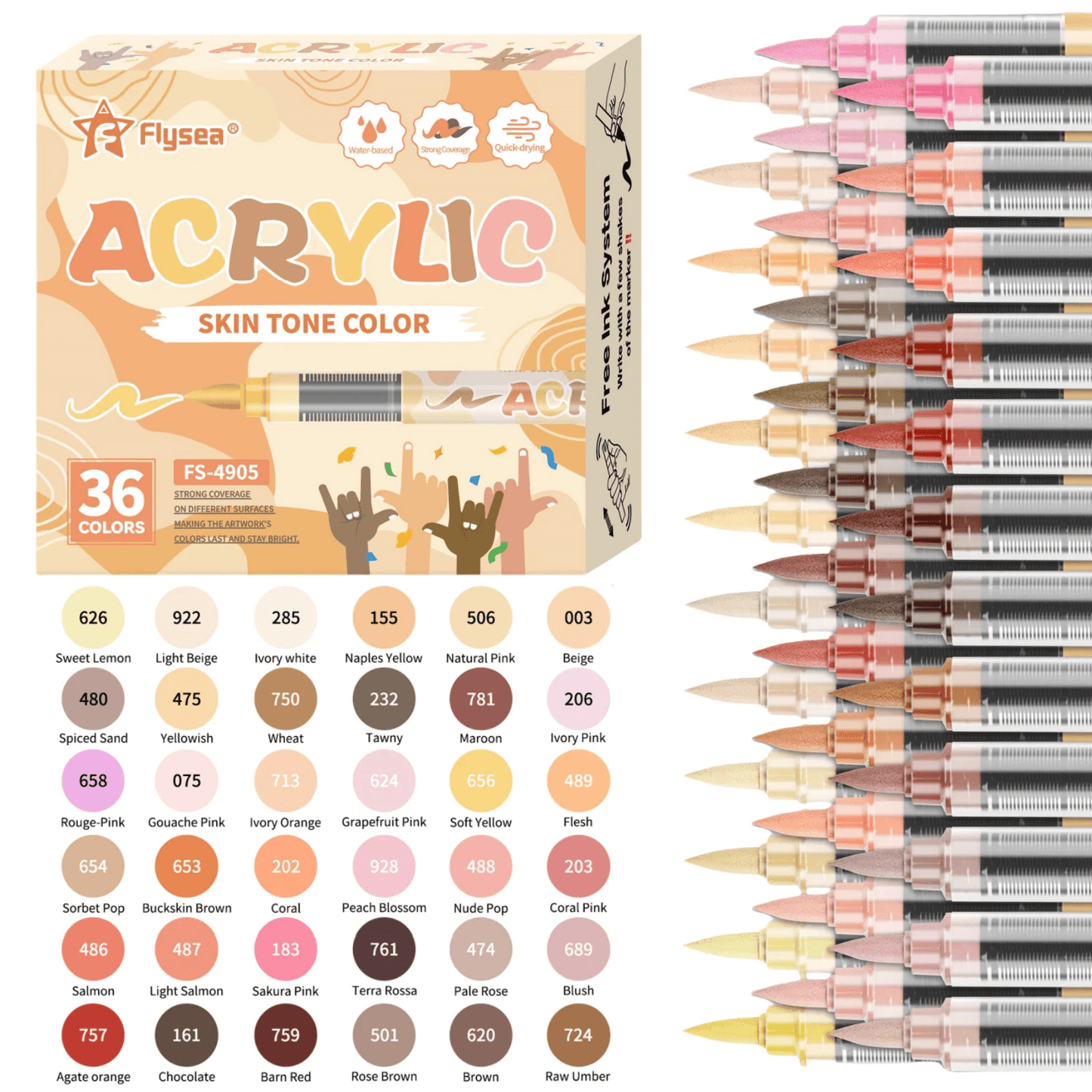 Skin Tone Art Markers | Waterproof Acrylic | Toylandeu™