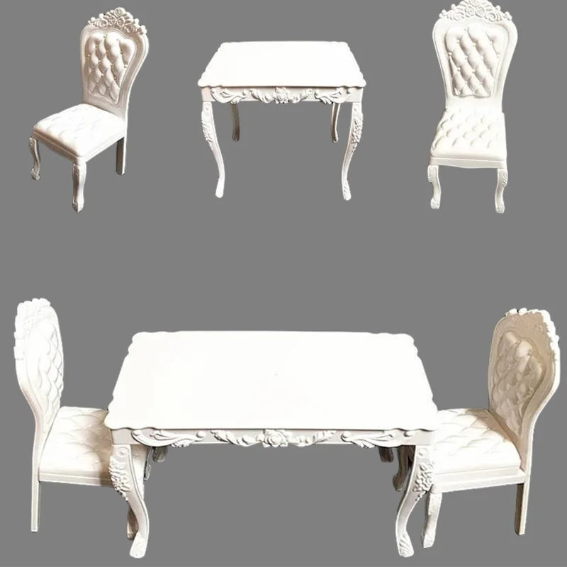 Miniature Dollhouse Furniture | 7 Piece Kit | White Finish | Kids Playset