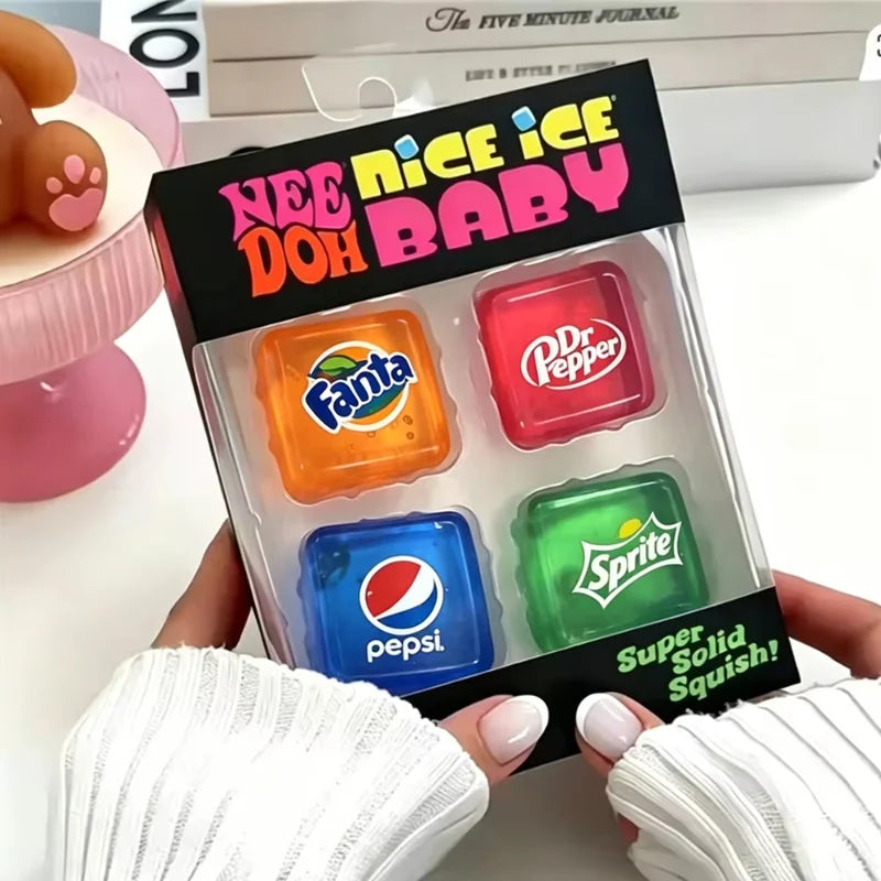 Ice Cube Fidget Toy | Slow Rebound Shape | Anxiety Relief Set | Mini 4 Pack Set