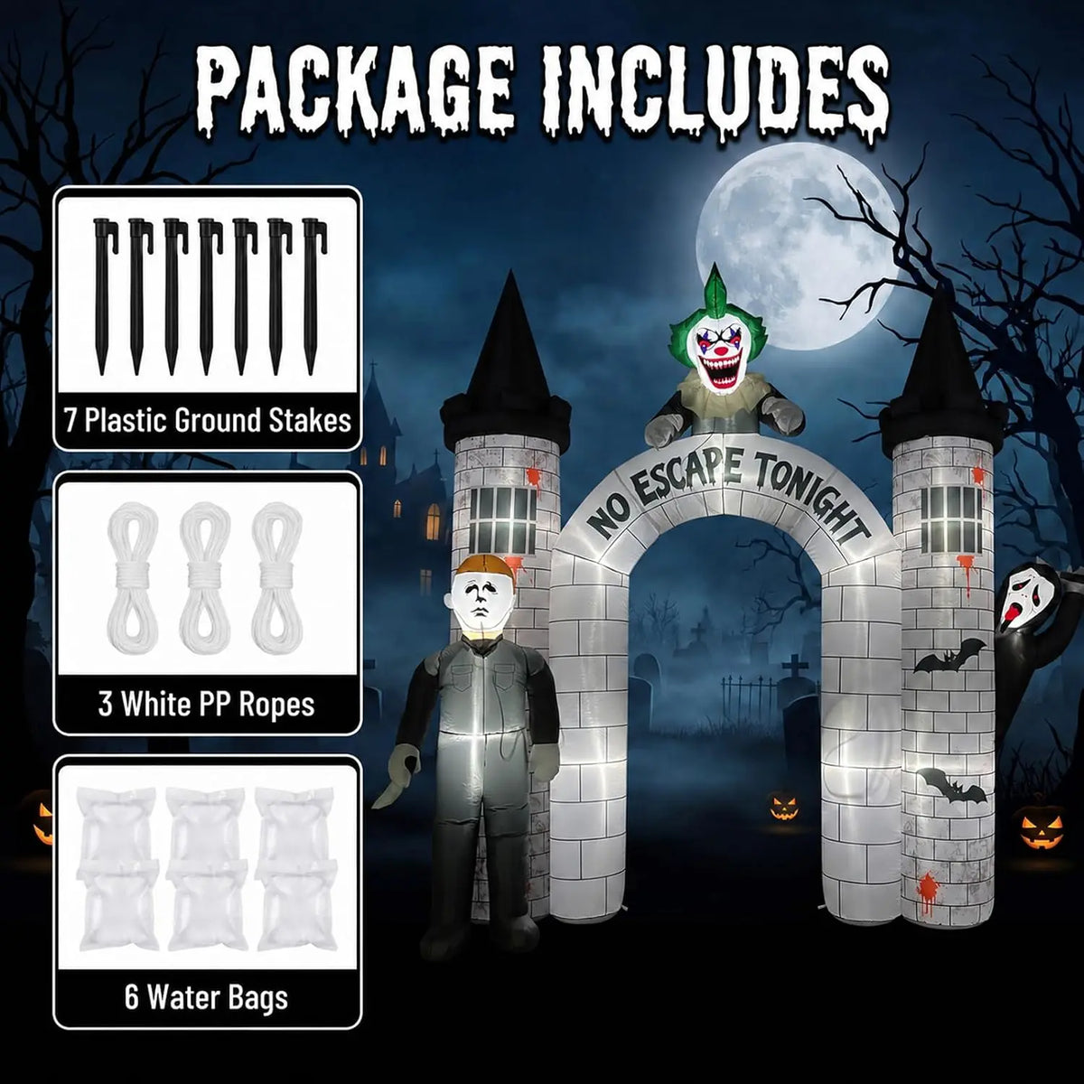 Halloween Inflatable Arch | Built In Led Lights | 10 Foot Tall | Lawn Decor