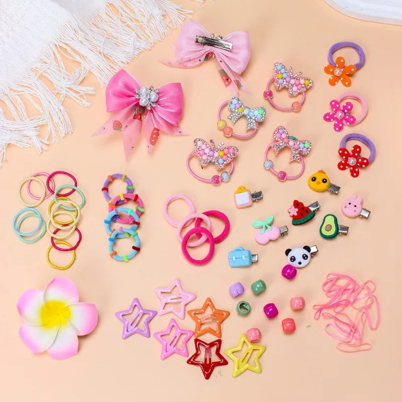 Bow Hair Band Set | High Elastic Non Slip | Colorful Cotton Blend For Girls